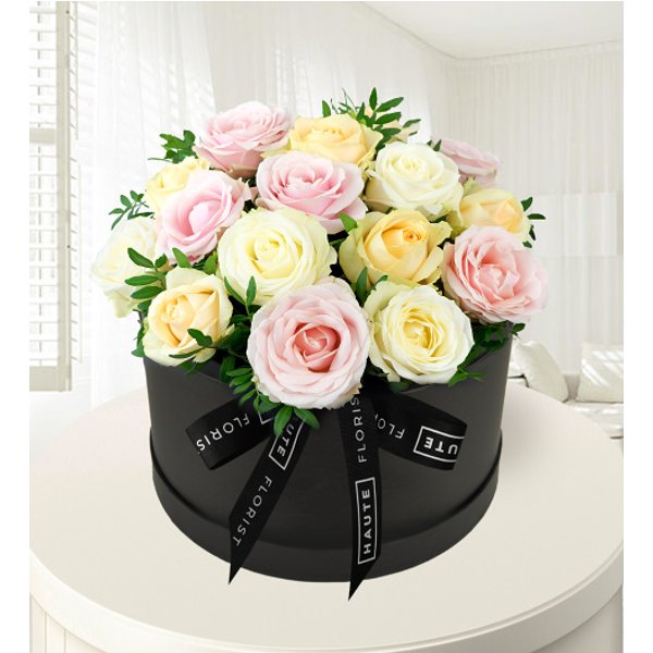 Avalanche Affection – Hat Box Flowers – Flowers in a Hat Box – Luxury Flowers – Birthday Gifts
