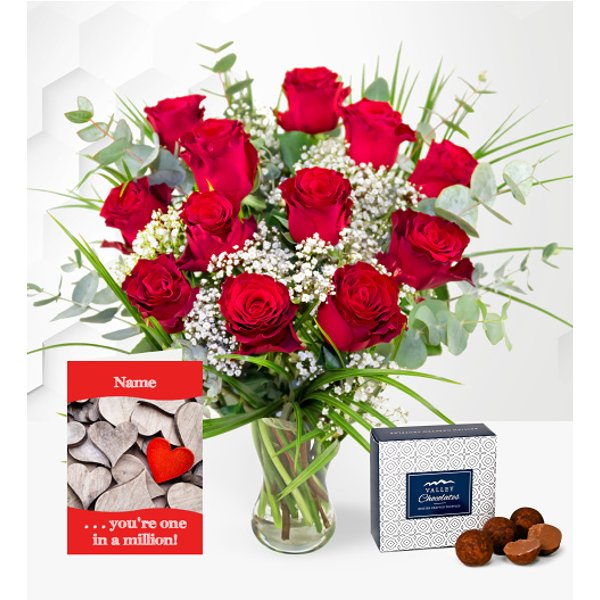 12 Red Roses with Card