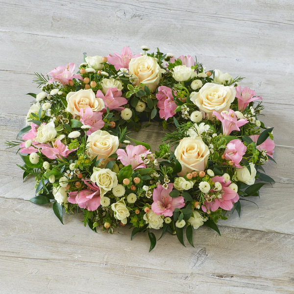 Funeral wreath made with the finest flowers