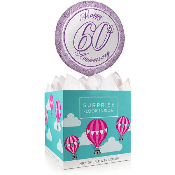 Happy 60th Anniversary - Balloon in a Box Gifts - Anniversary Balloon Gifts - 60th Anniversary Balloon Gifts - Balloon Gifts - Balloon Gift Delivery