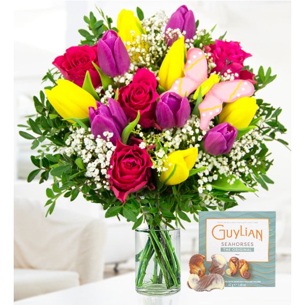Spring Rose and Tulips - Free Chocs