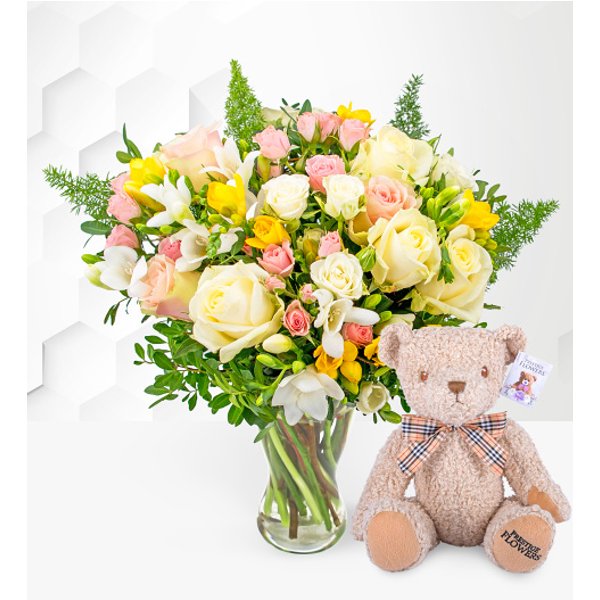 Rose and Freesia with Teddy