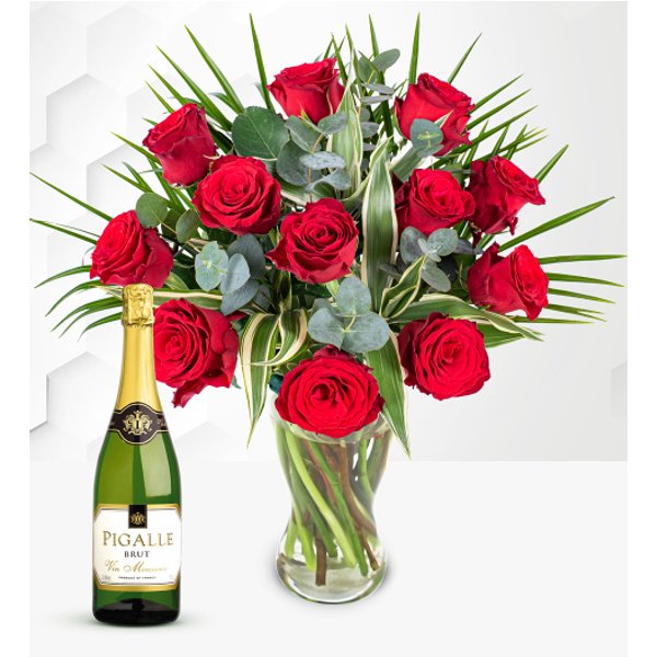 12 Red Roses with Fizz