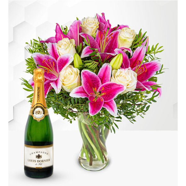 Pink Lilies & Roses & Champagne